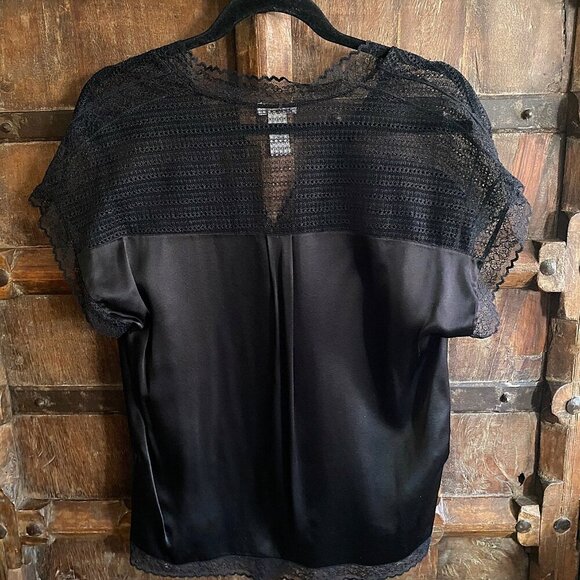 ERES silk blouse top with eyelet lace details, black - Picture 10 of 10